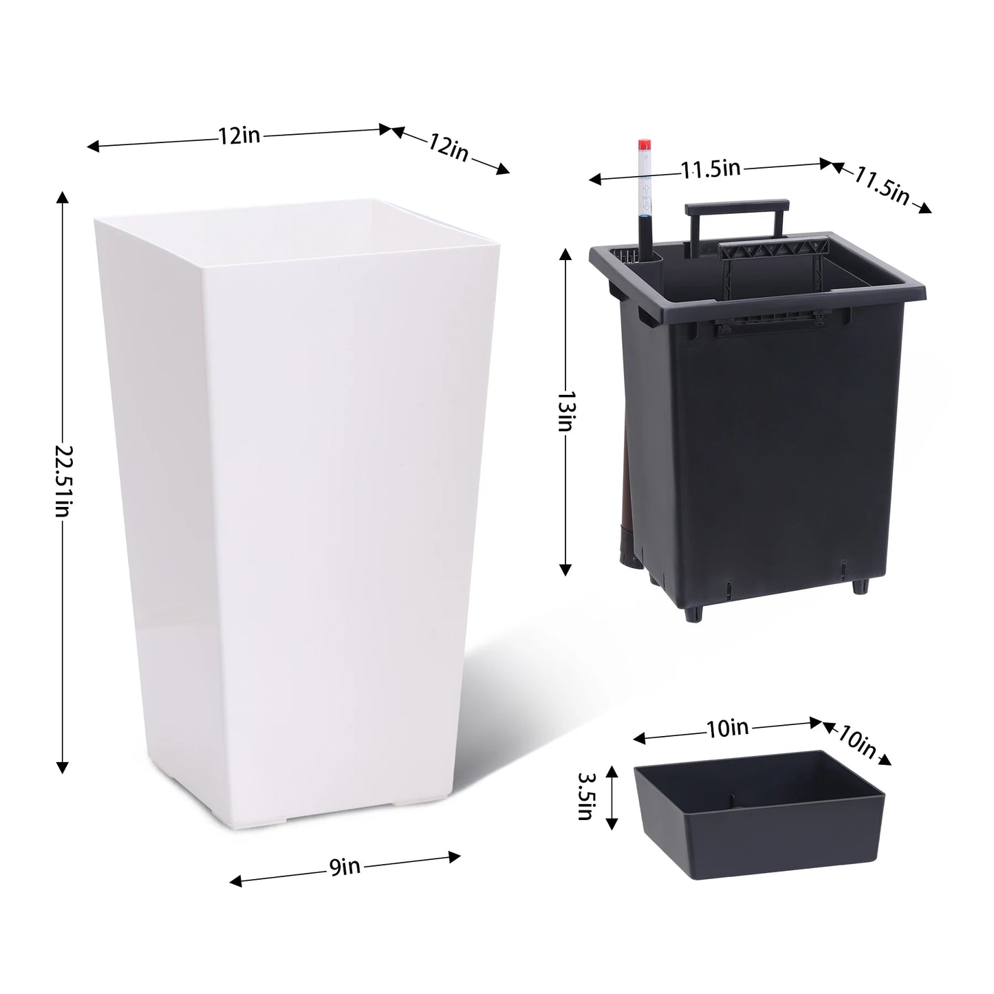 High Front Porch Planter Pots with Drainage Holes Auto Watering