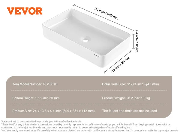 Bathroom Ceramic Vessel Sink Counter-top