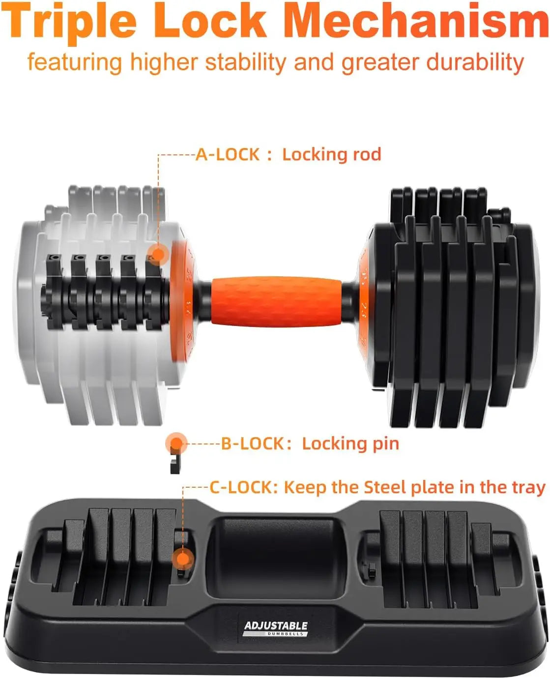Adjustable Dumbbell Set with Tray
