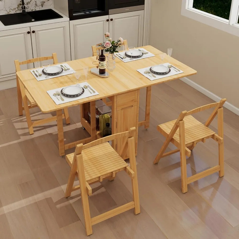 Bamboo Drop Leaf Folding Dining Set