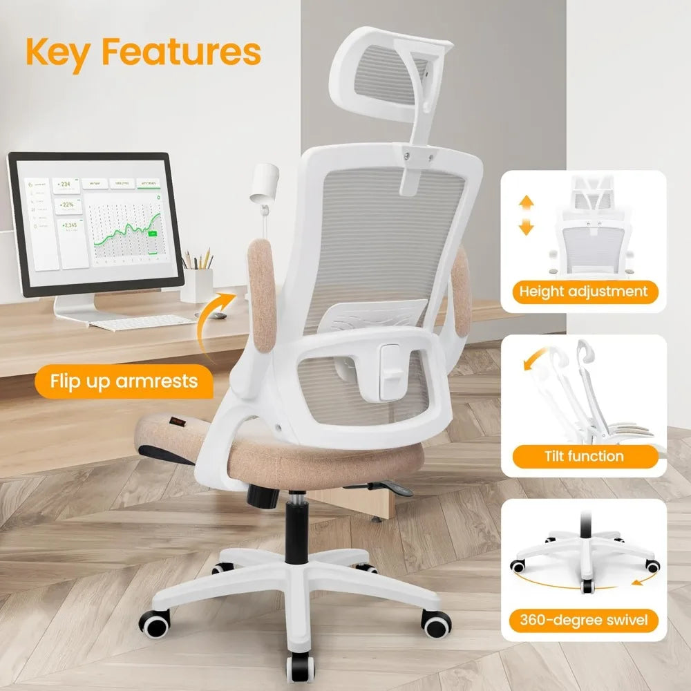 Ergonomic Adjustable Chair with a High Back Computer Comfy Task Office Chair