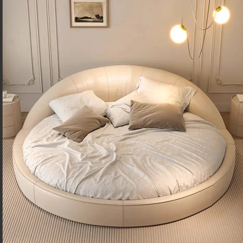 Light Luxury Cream Italian Minimalist Aesthetics Round Bed