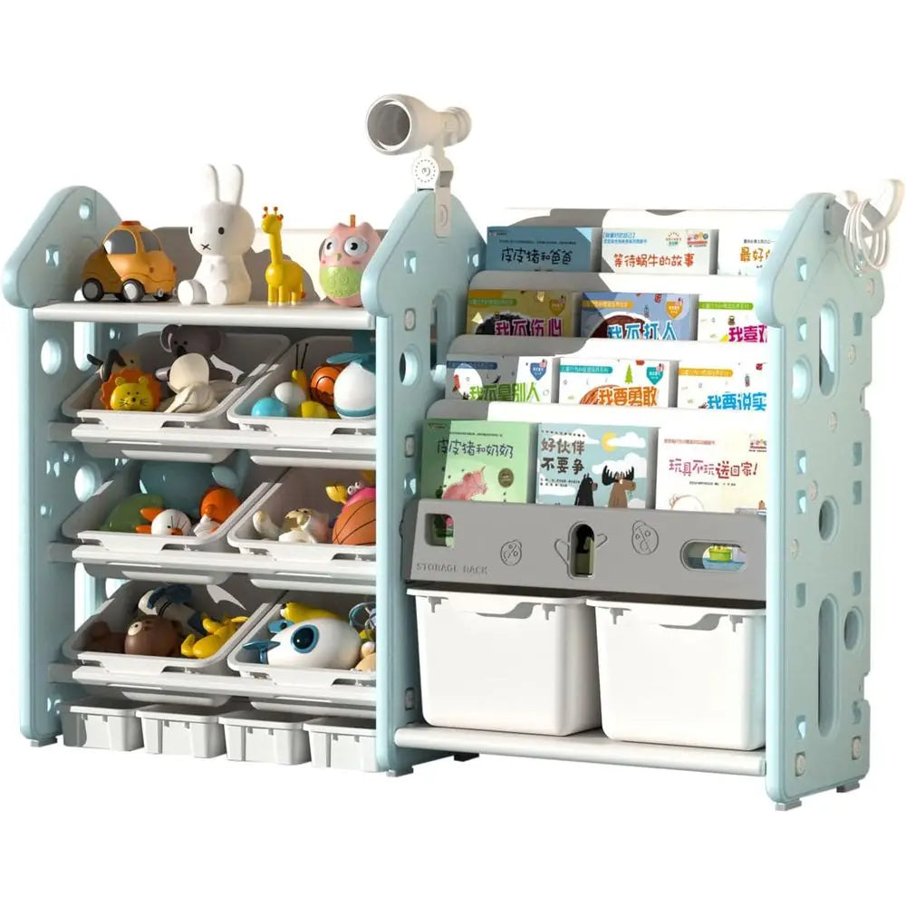 Bookshelf and Storage Cabinet with Bins