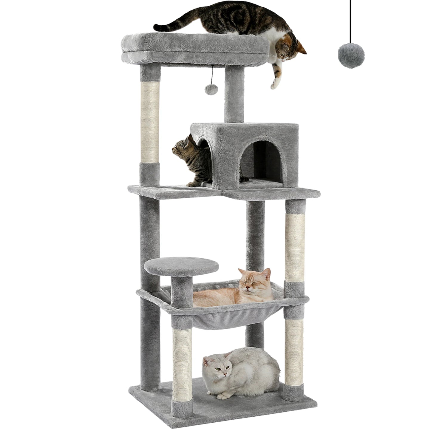 5-Level Cat Tower for Large Cats with Large Hammock