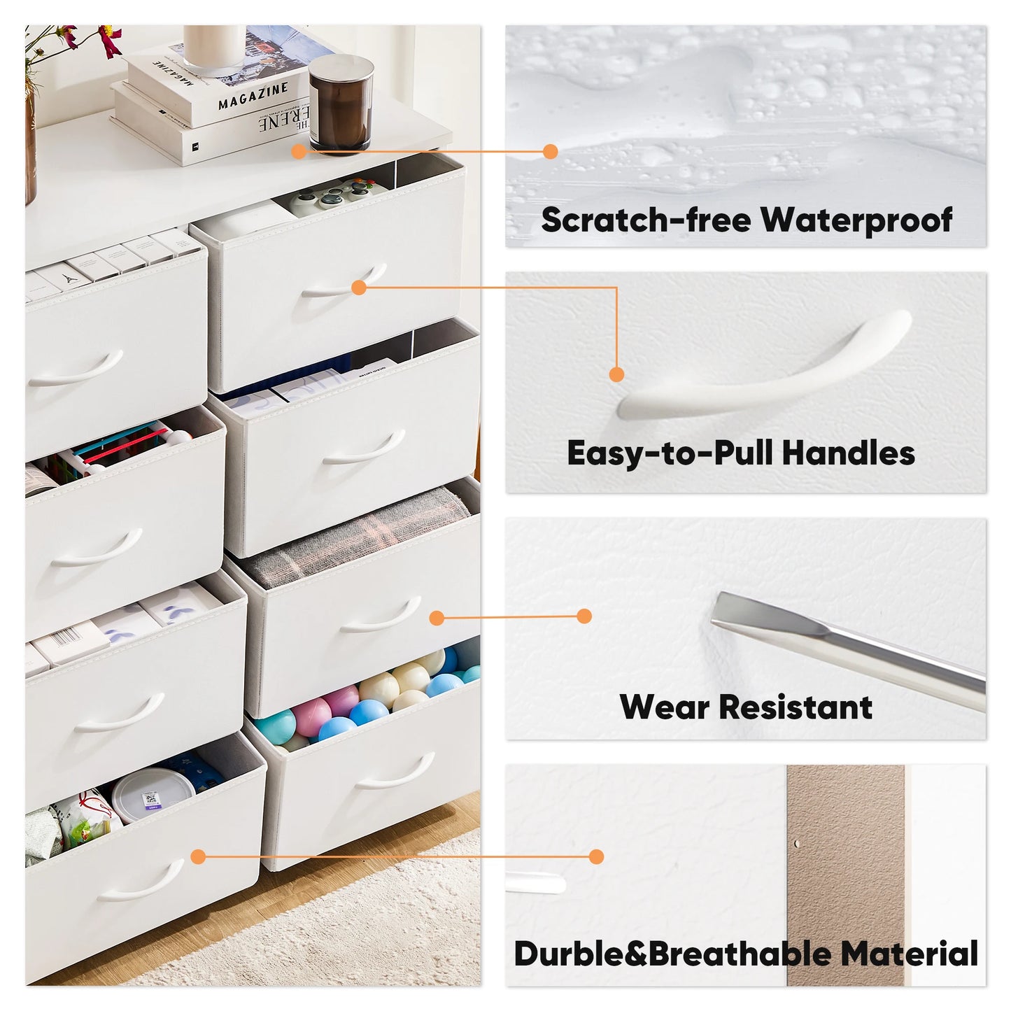 Children's Wardrobe With 8 Fabric Drawers