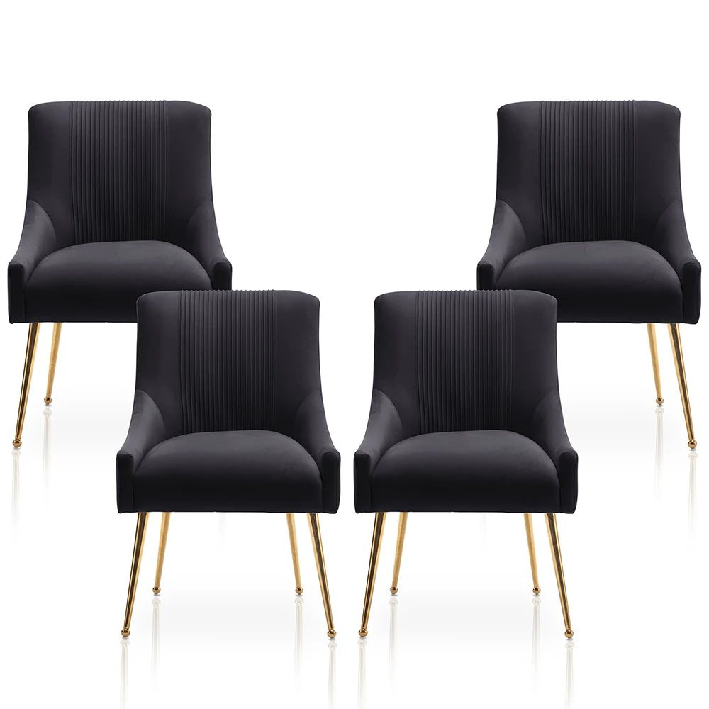 Upholstered Barrel Pleated Side Accent Modern Velvet Dining Chairs Set