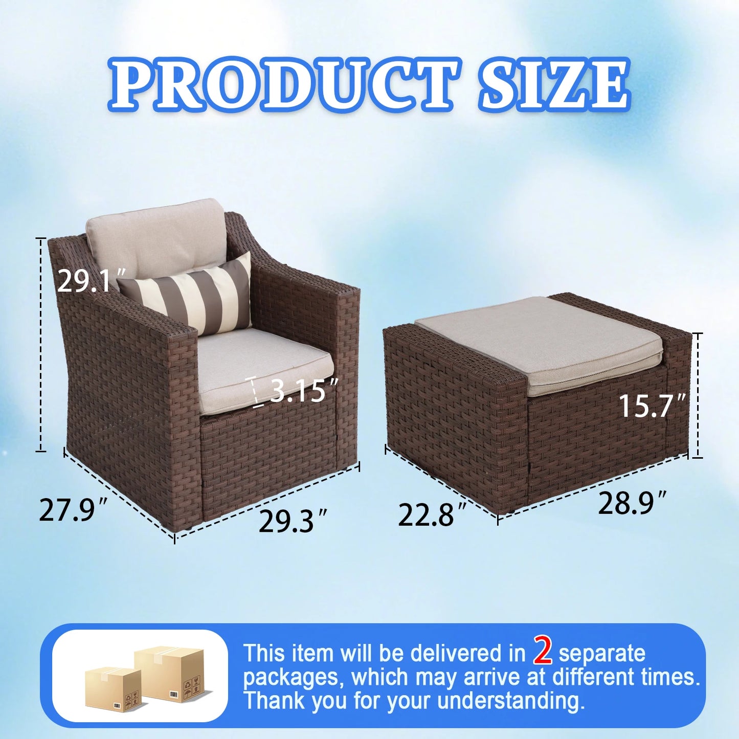 All-Weather Wicker Rattan Sectional Patio Furniture Set