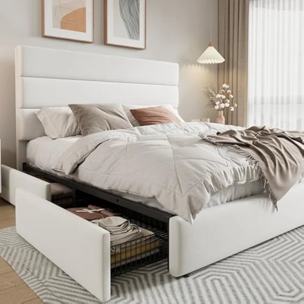 Contemporary Platform Bed with Storage Drawers