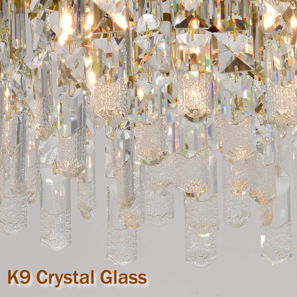 Luxury Gold Crystal Flush Mount Teardrop Crystal Chandelier