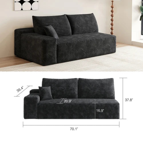 Cloud-style sectional sofa with corduroy cover
