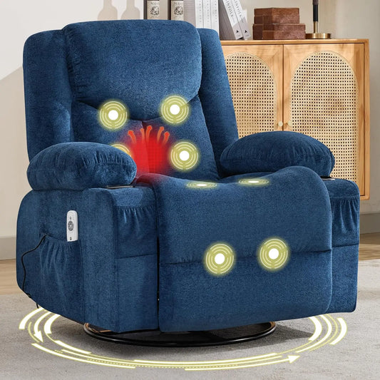 Swivel Recliner Chair w/ Massage & Heat