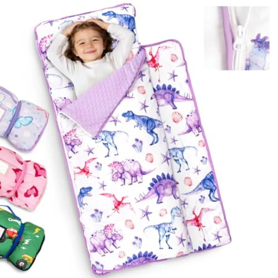 Toddler Nap Mat Extra Large with Detachable Minky Blanket and Pillow
