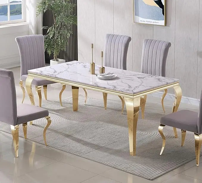 Modern Rectangular Tempered Glass Dining Table