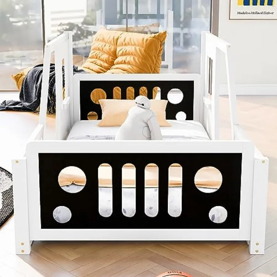 Montessori Floor Bed Car-Shaped Platform Design with Wheels