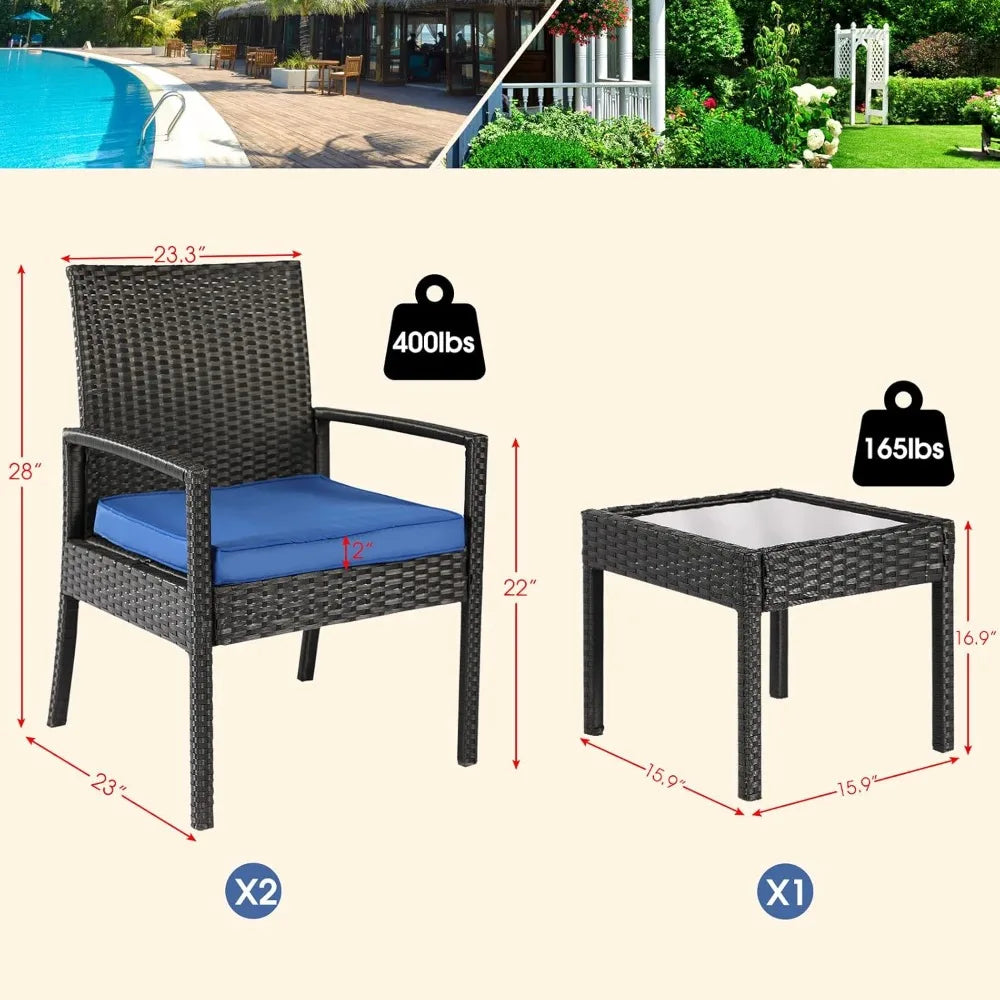 Outdoor Patio Furniture Conversation Set with Soft Cushion