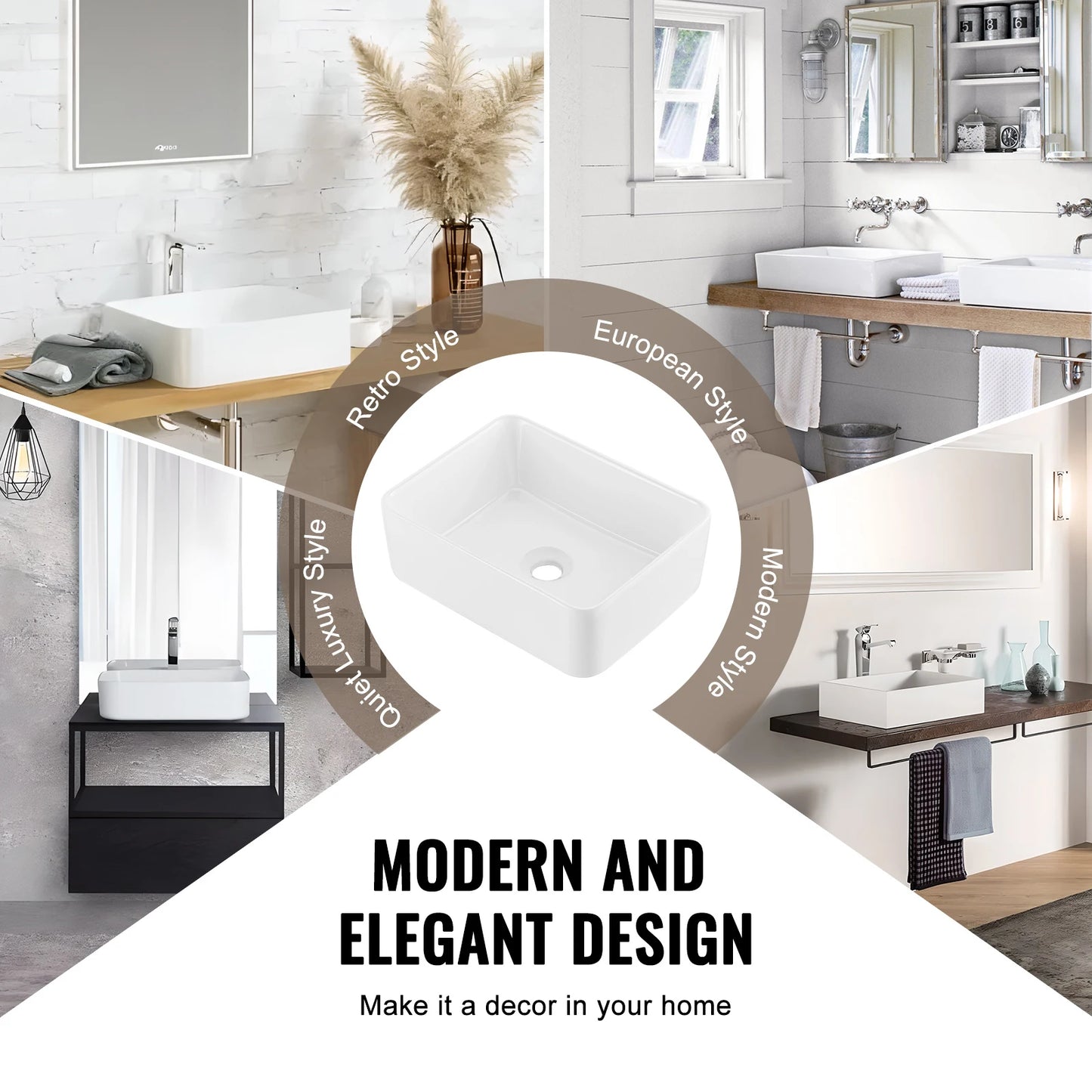 Bathroom Rectangle Vessel Sink Countertop