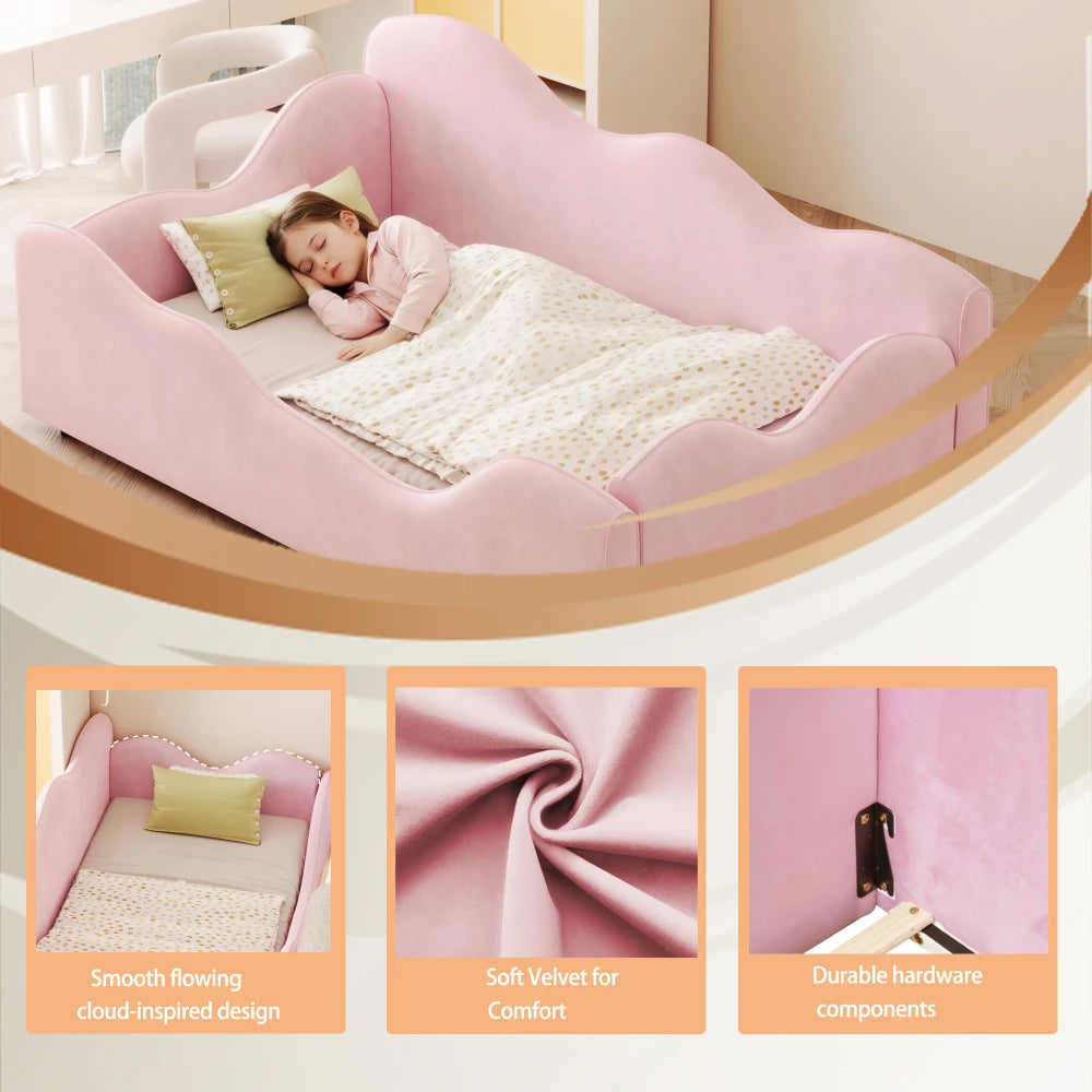 2-in-1 Daybed Design Upholstered Bed with Safety Guardrails