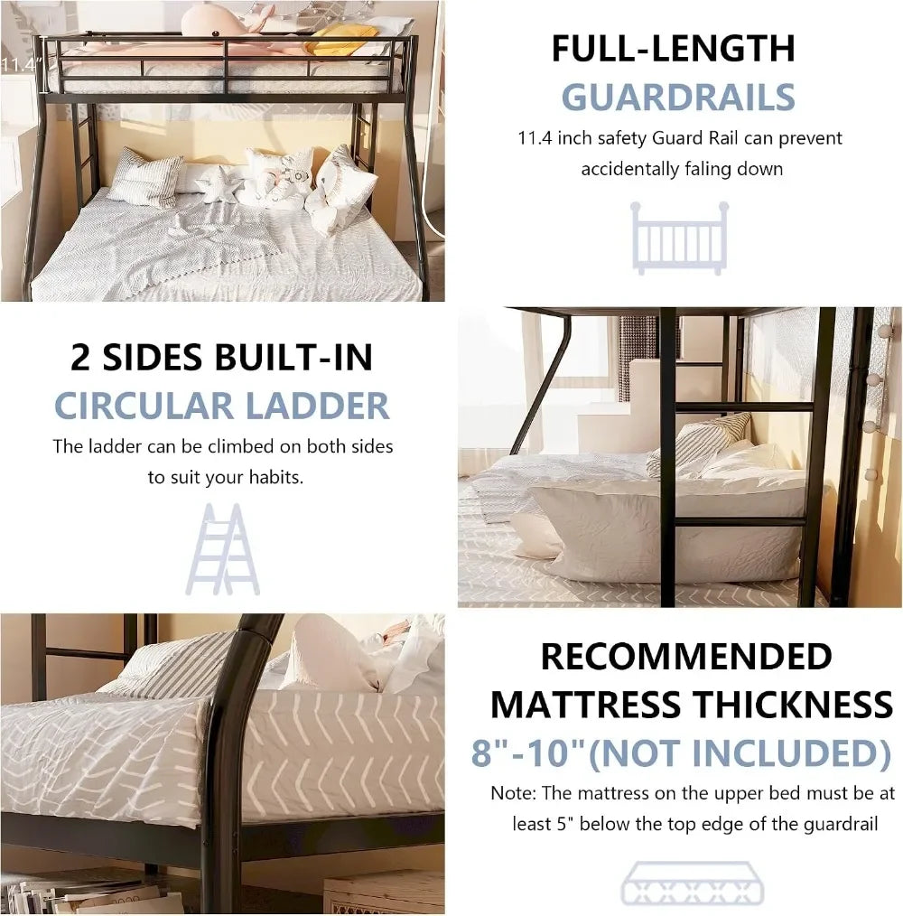 Heavy Duty Metal Triple Bed Frame with Trundle