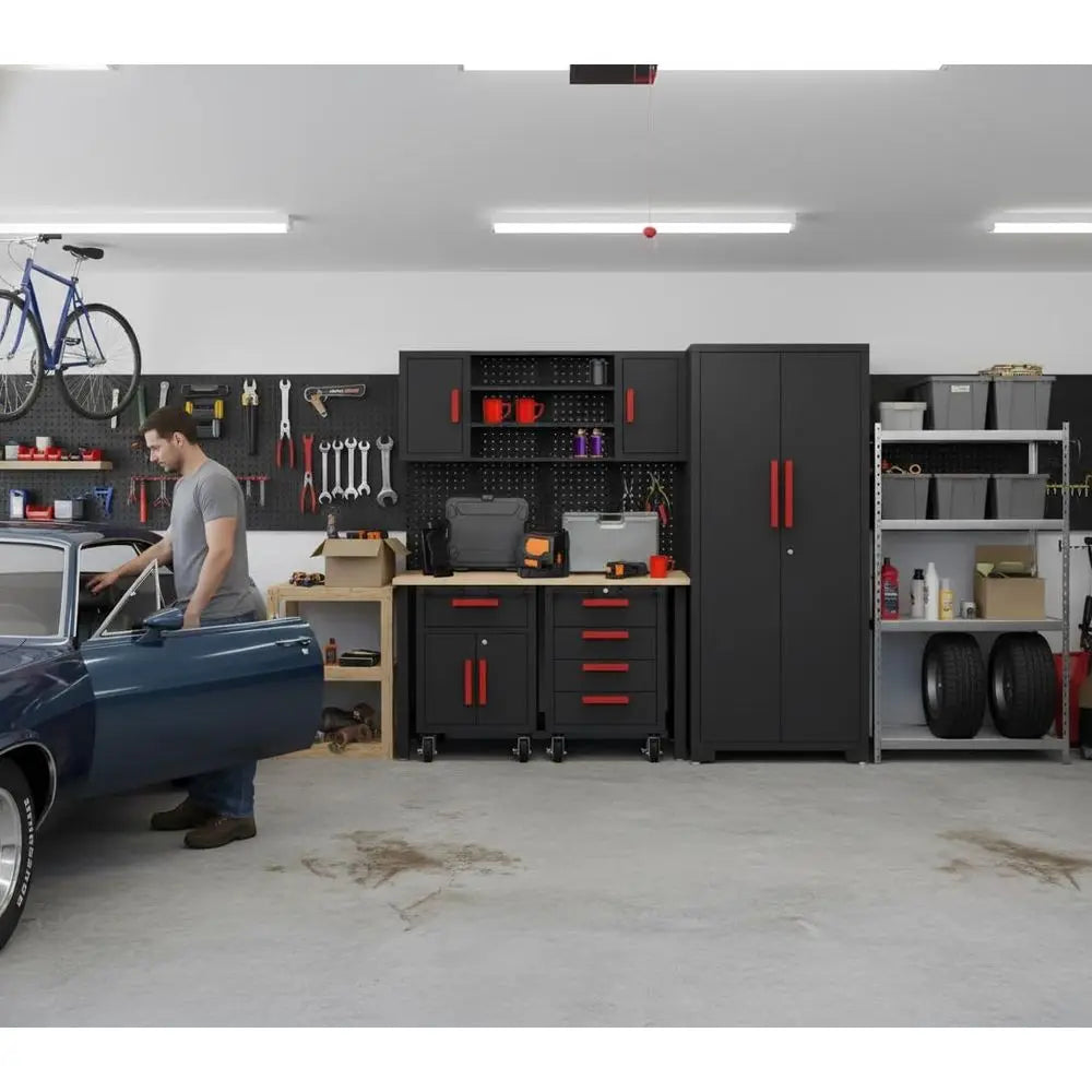 Complete Workshop Set with Steel Cabinets