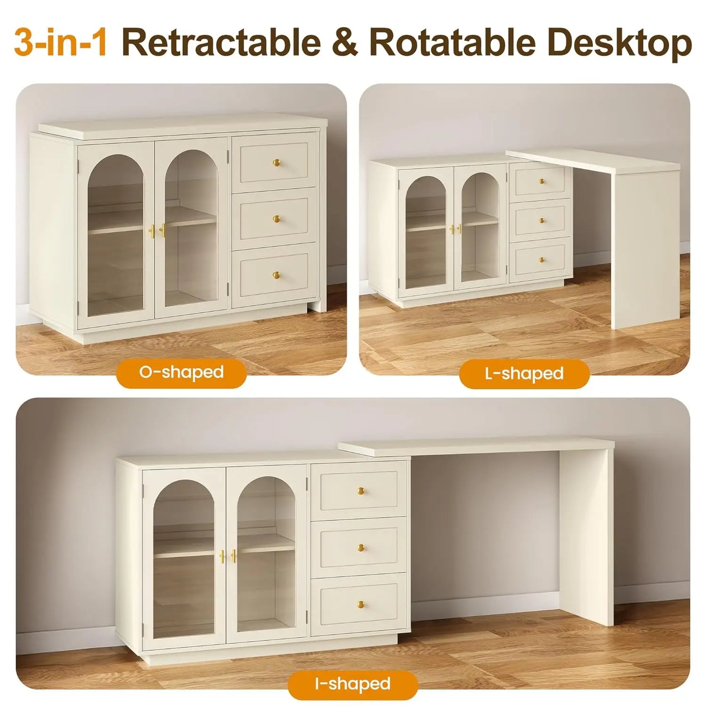 L Shaped Extendable Rotatable Computer Desk