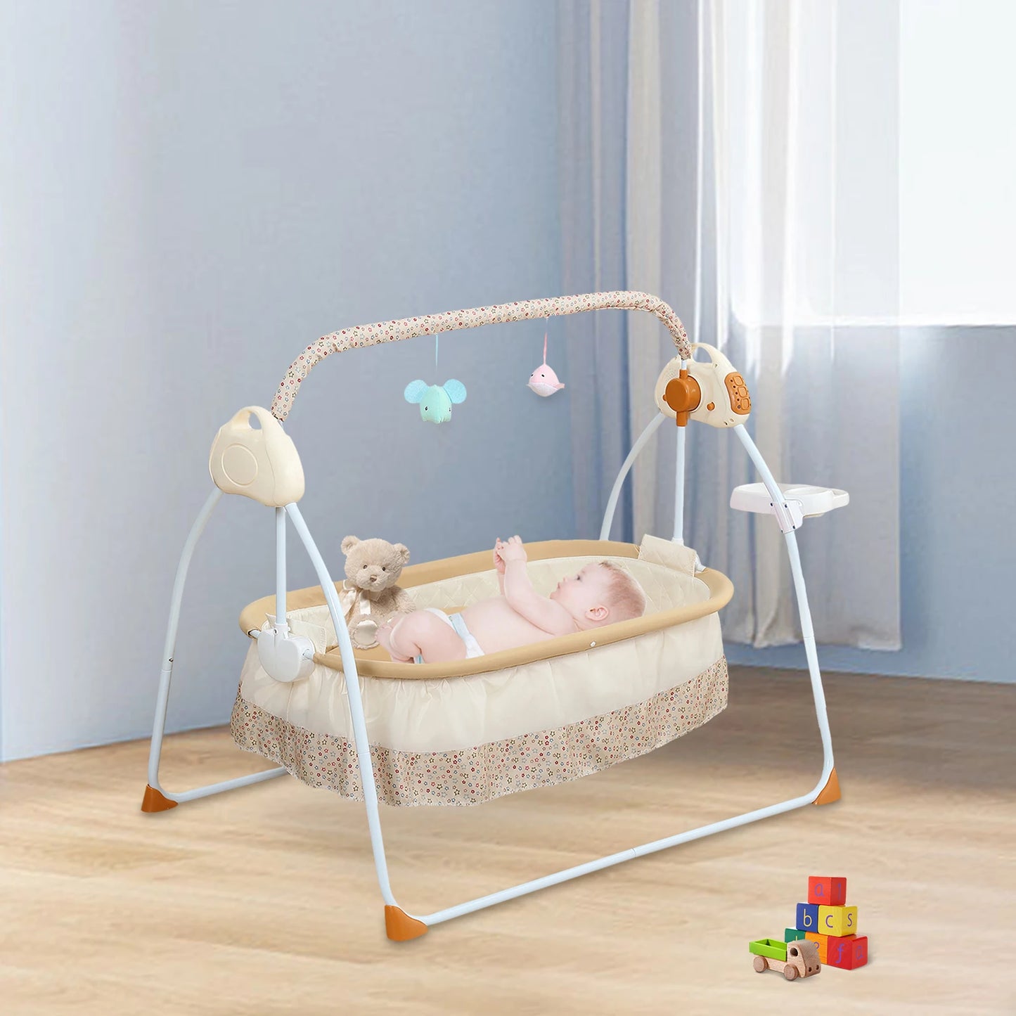 Foldable Electric Baby Cradle w/Rocking Bassinet