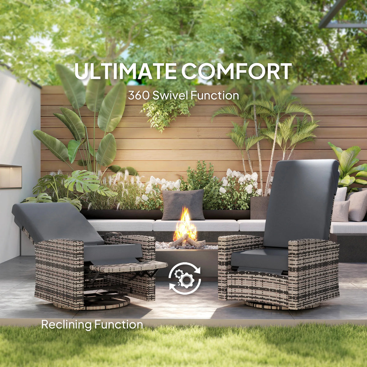 Outdoor Patio Cushioned Recliner