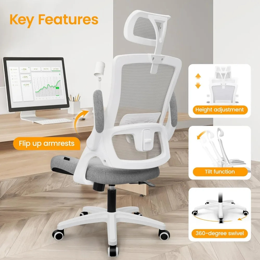 Ergonomic Adjustable Chair with a High Back Computer Comfy Task Office Chair