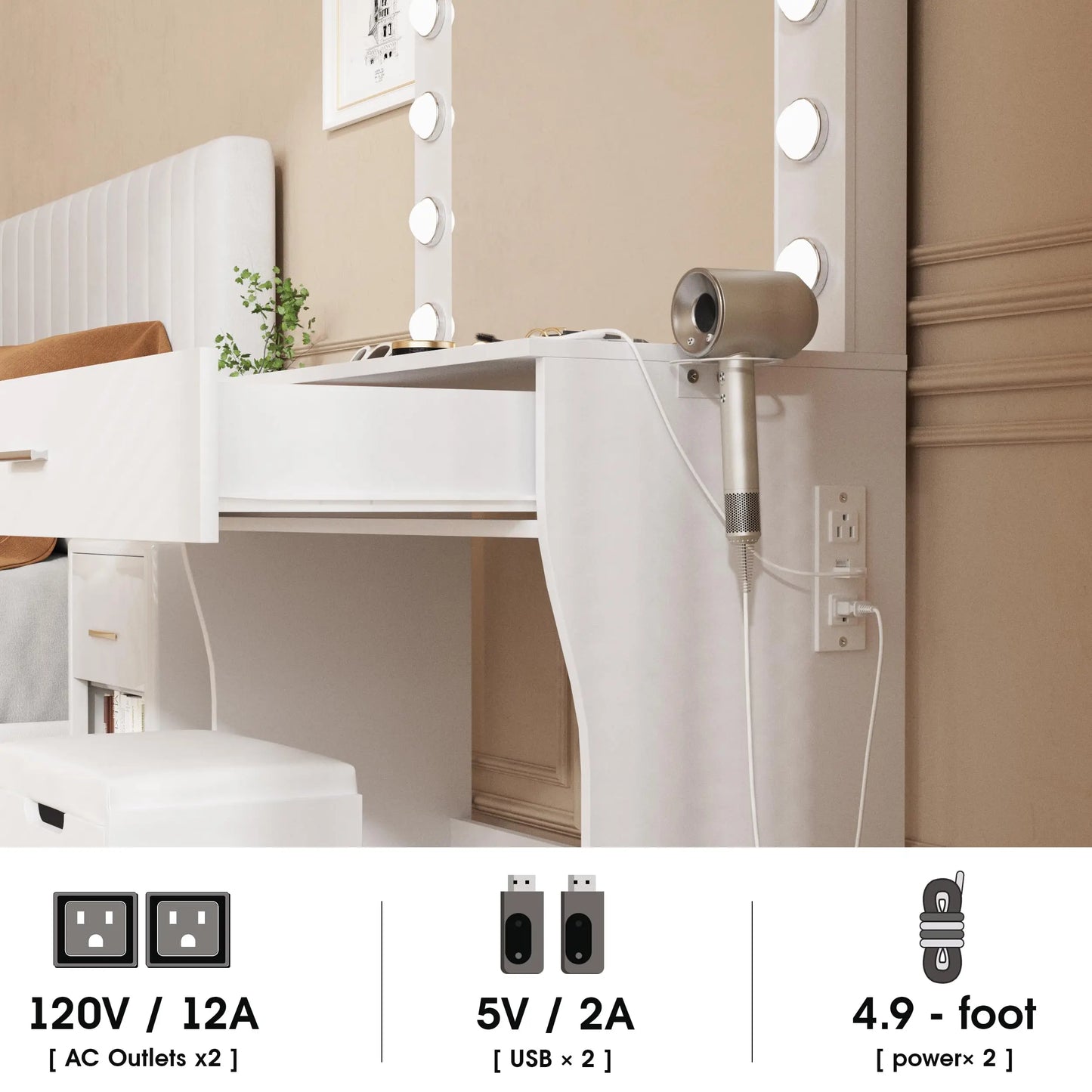 Teen Make-Up Vanity Desk Lights Mirror Set
