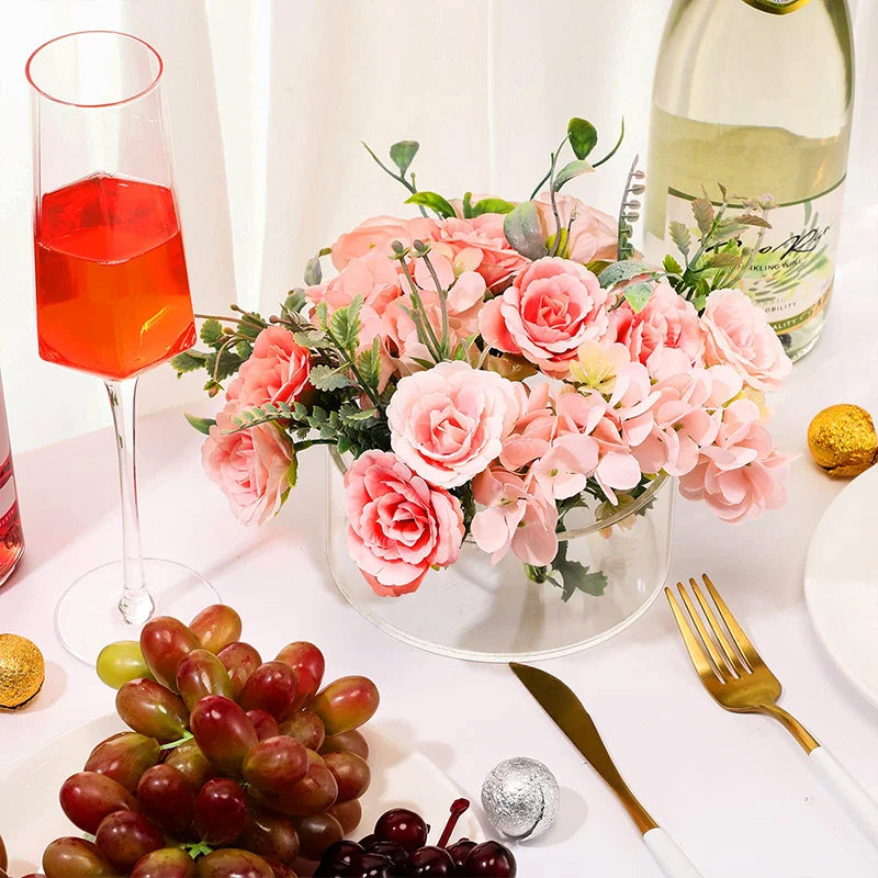 Flower Decor Circular Acrylic Vase with Holes