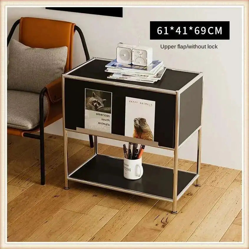 Modern Stainless Steel Medieval Nightstand Storage Nightstand