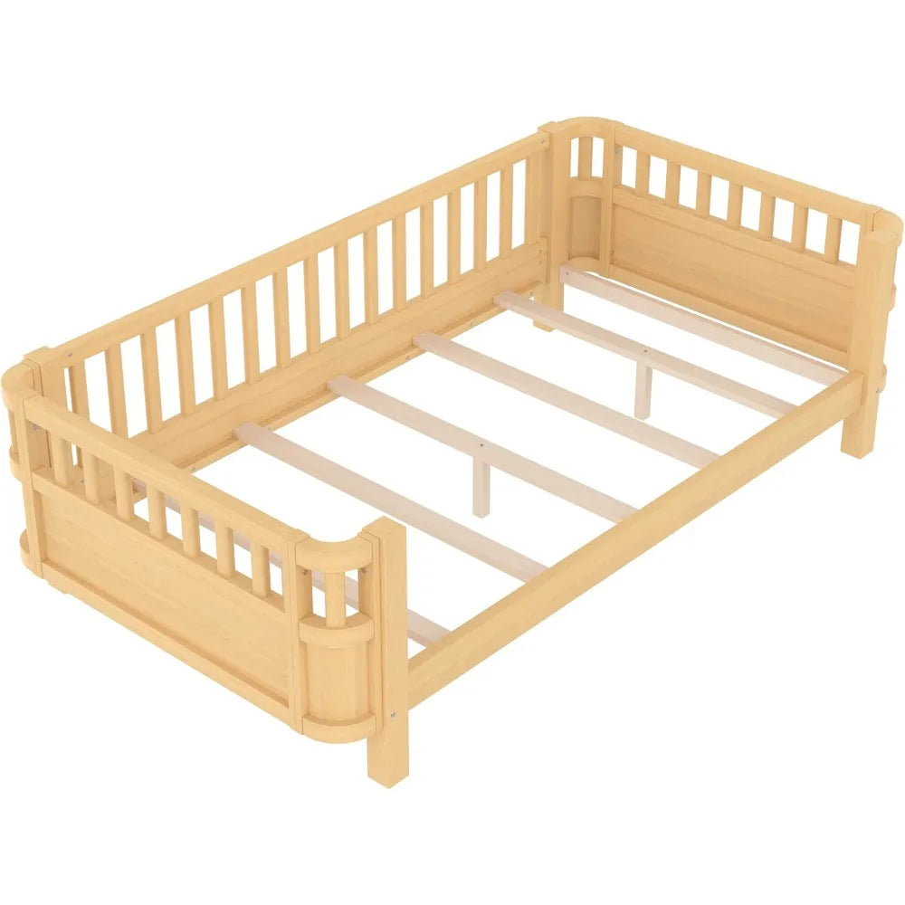 Twin Kids Bed Frame with Rails