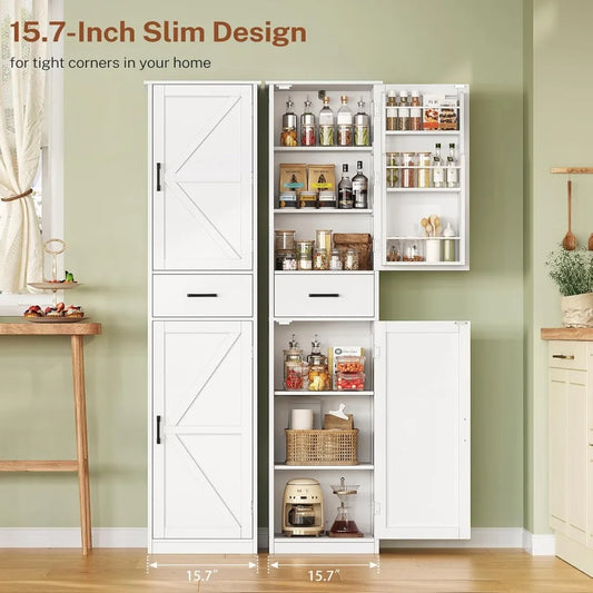 Tall Storage Cabinet with 3 Doors & Drawer