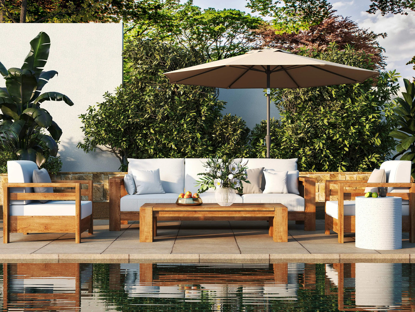 Patio Umbrella with Push Button Tilt/Crank