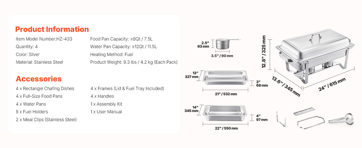 Stainless Steel Chafer with Catering Warmer Server