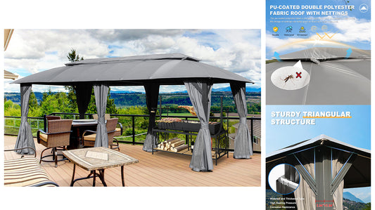 Outdoor Gazebo with Double Roofs